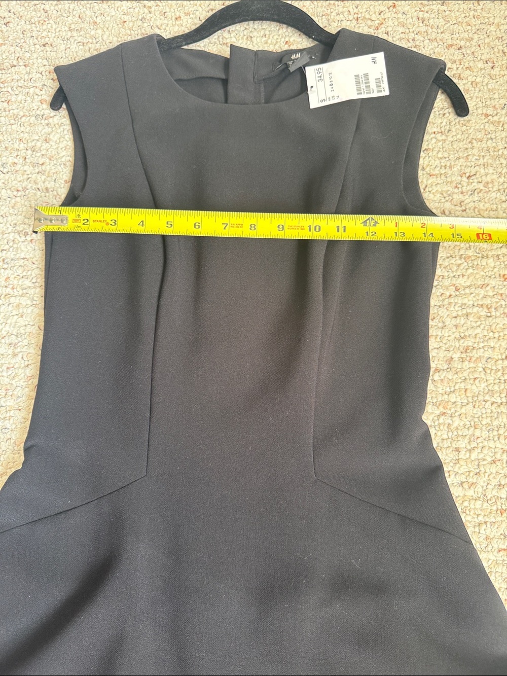 H&M Black Sleeveless Fit Flare Mini Dress goth LBD edgy skater mini NWT - Picture 8 of 11